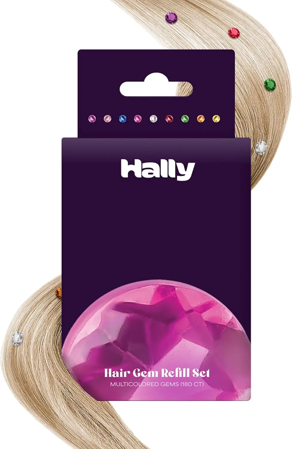 

180 Multicolored Gem Stickers for Hair - Easy Click-On Adhesive Jewels for Parties, Festivals & Daily Style