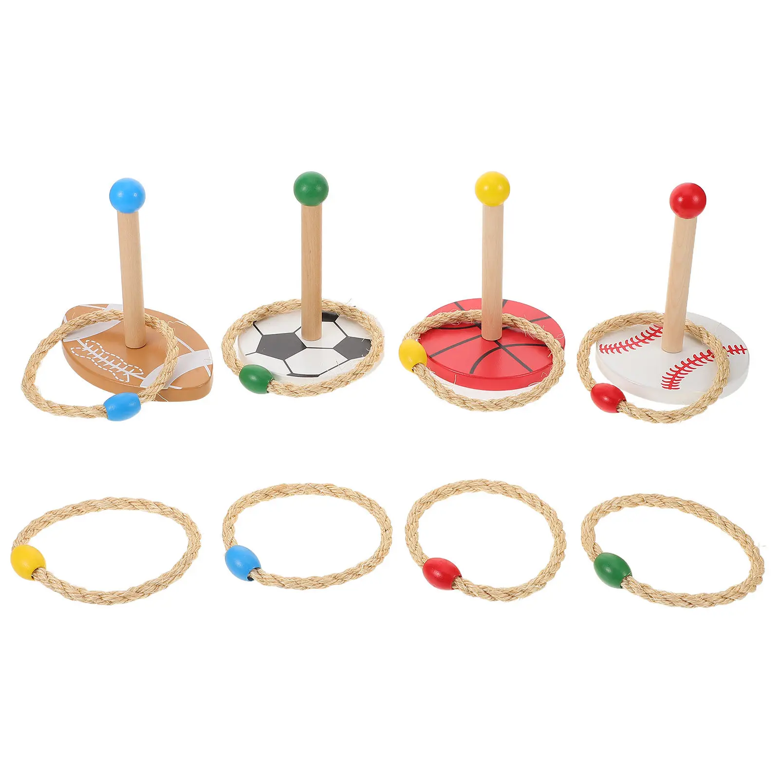 

Набор для игры в кольцеброс на открытом воздухе: веревочные кольца, деревянная стойка для развития сенсорных навыков у детей, точности метания, для двора, кемпинга, газона