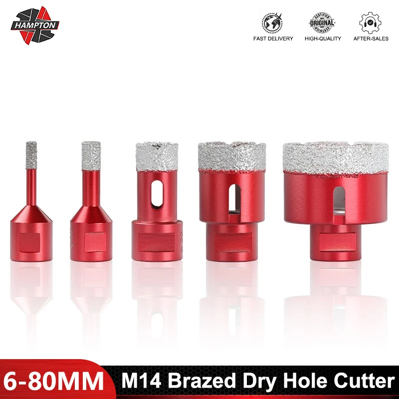 1pc 6mm-80mm Vacuum Thread Brazed Hole Opener Drilling Core Bit M14 Angle Grinder Drill Bit for Ceramic Tile Granite Marble