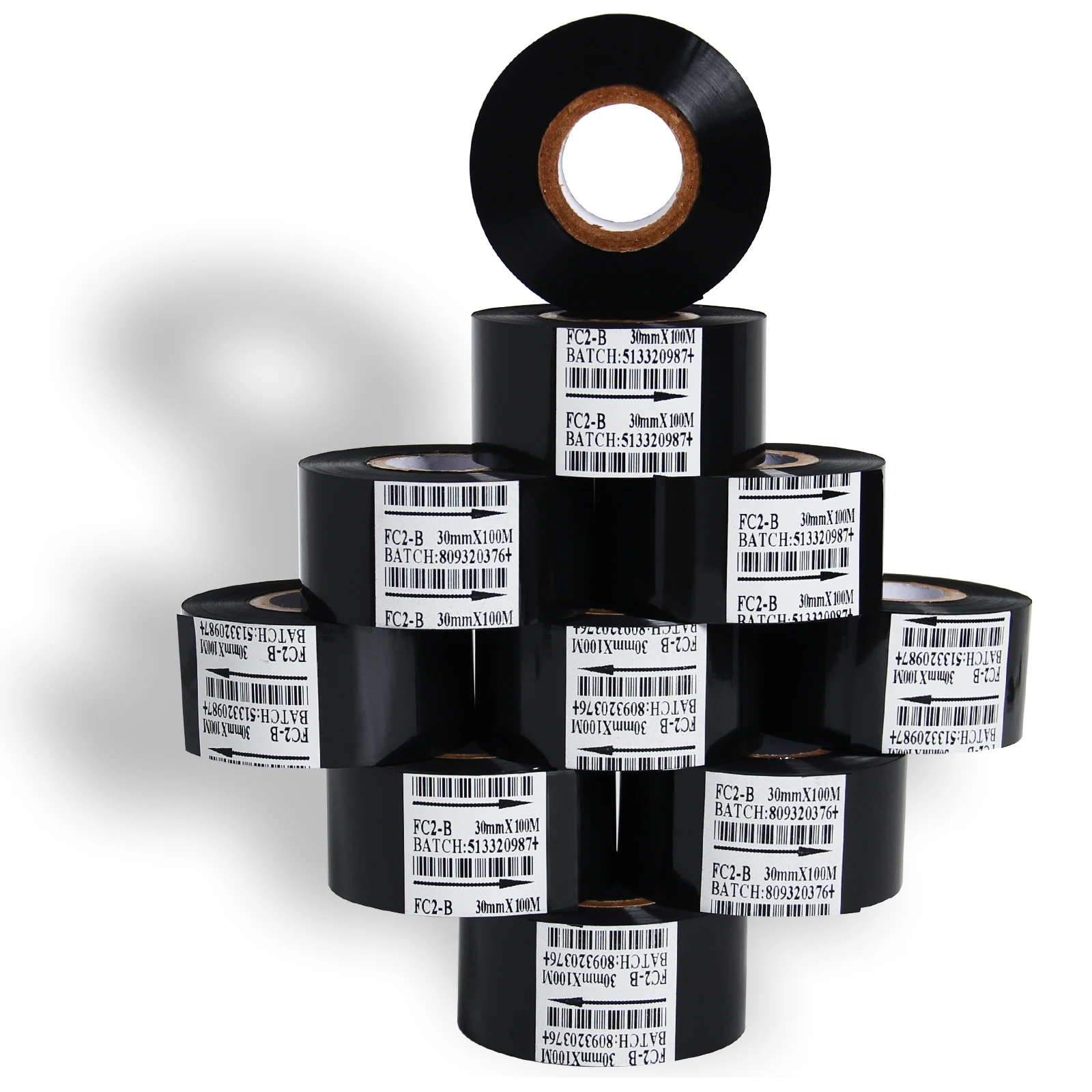 10 Rolls 30mm x 100m Black Thermal Transfer Ribbon Resin for Coder Printer Machine, Black Color Ribbon for Coding Machine