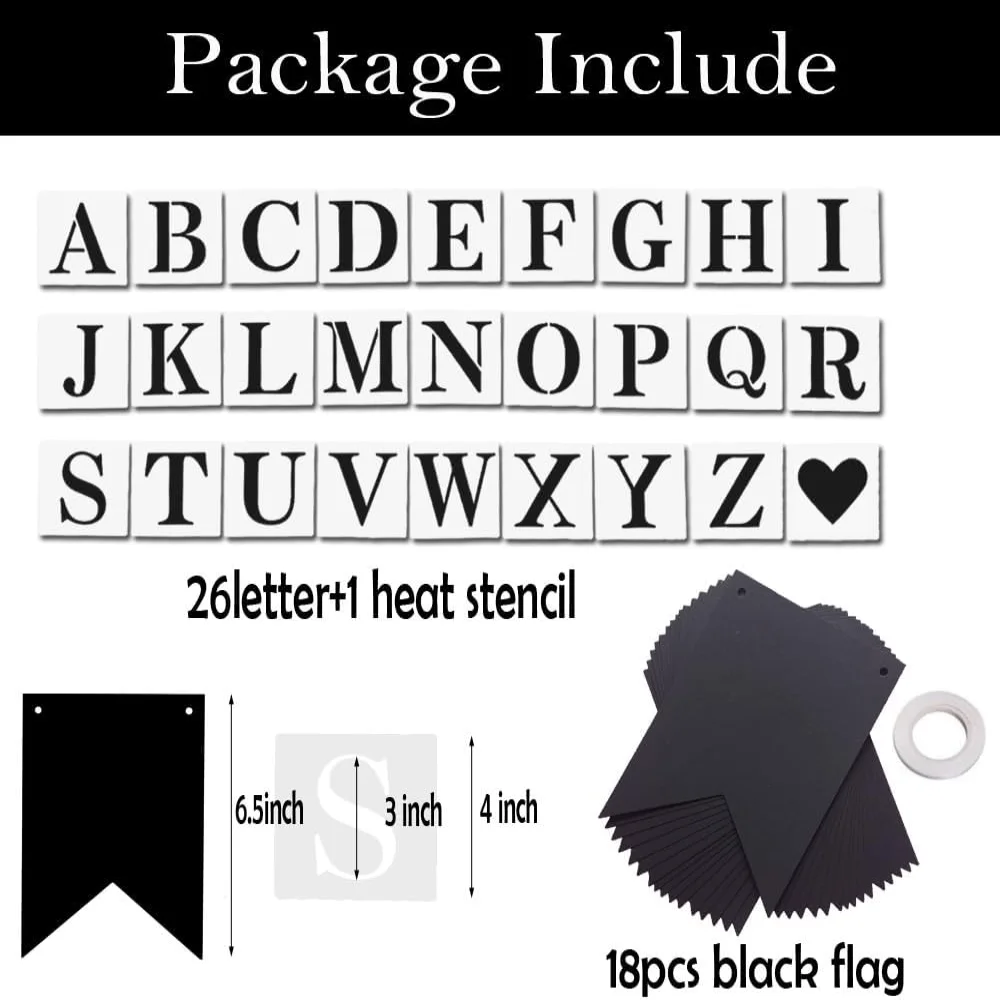 DIY Brown Banner Set, Personalized Banner Party Decorations Supplies Custom Signs, Handwriting Banners Include 26 Letters Stenci