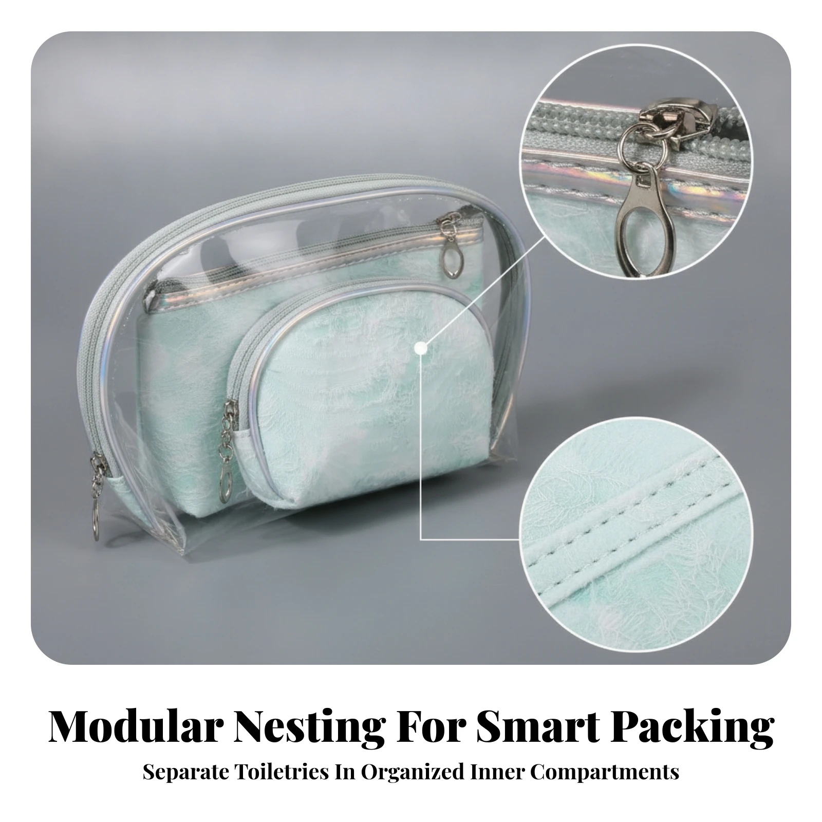 3 Pieces Travel Cosmetic Organizer Waterproof Toiletry Organizer Pouch Pouch with Zippered Compartments Water Resistant
