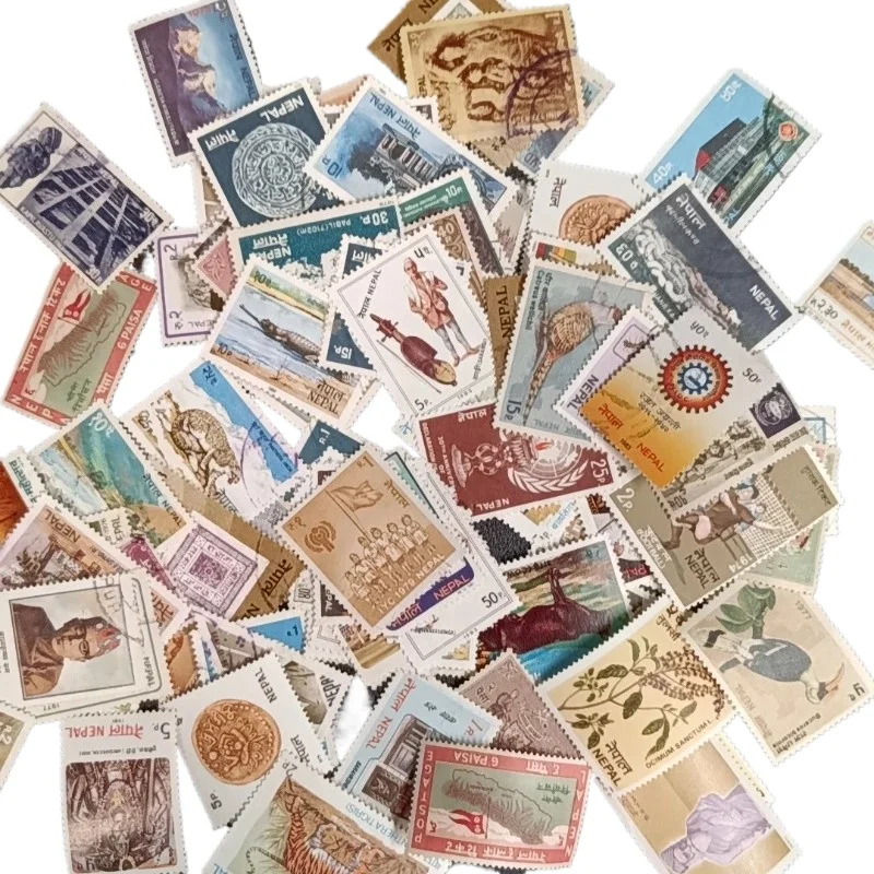 100pcs Nepal Post Postage Stamps Different Rare Asian Country Various Topics Stamped Postage Stamps Scrapbook Material