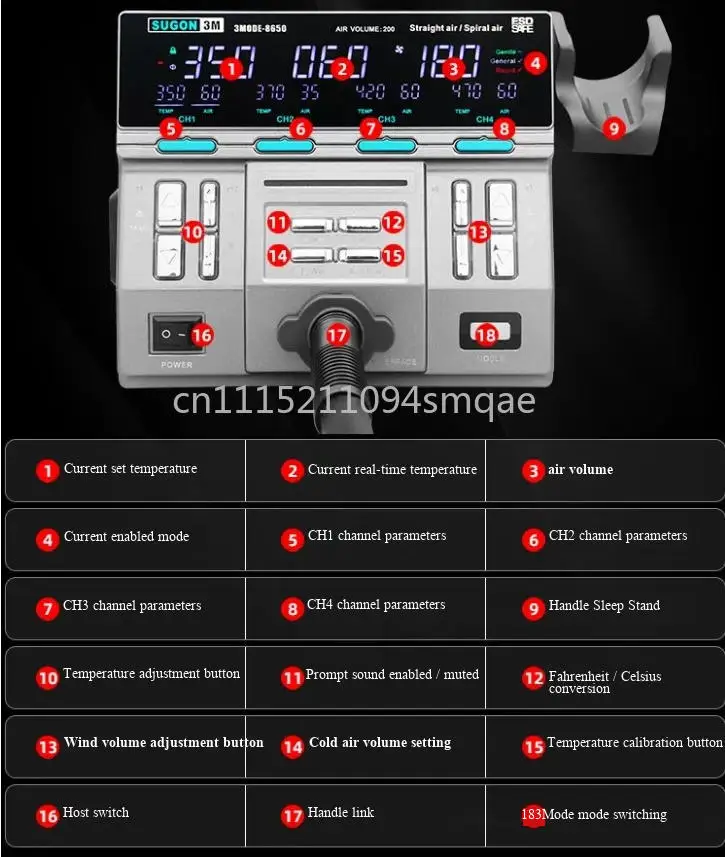 110/220V 8620DX PRO 1300W Hot Air Rework Station Microcomputer Temperature Control BGA Curved Nozzle Welding Repair