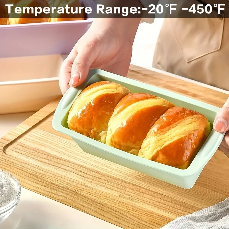 2pcs,Silicone Loaf Pan , Non Stick Easy Release Rectangle Silicone Cake Pan for Baking Bread, Flexible Silicone Baking Mold and