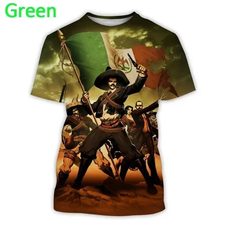 2025 Summer New Mexico Liberation 3D Printed Unisex T-shirt O Collar Short Sleeve Plus Size Loose Street Casual Breathable Top