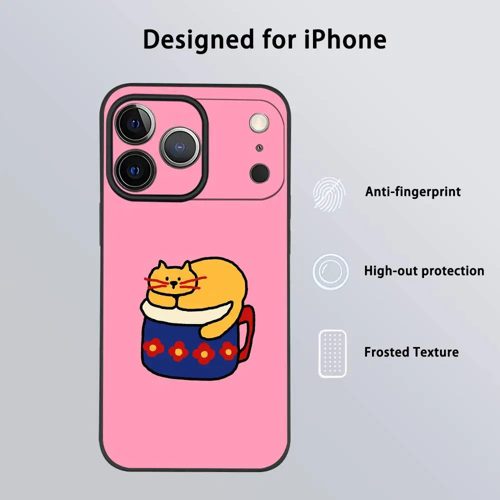 حافظة هاتف Happy Dog لهاتف آيفون 17 16 15 14 13 12 11 Pro Max Plus Mini Black Frosted Soft Shell Funda