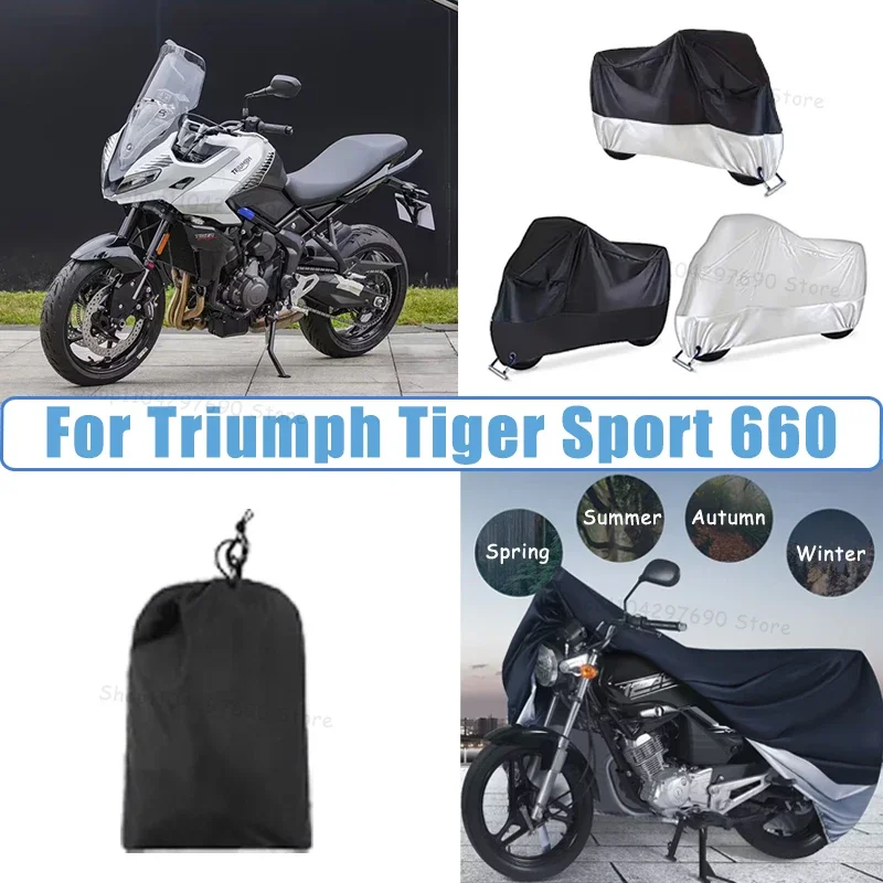 210D Oxford Motorcycle Cover Waterproof All Season UV Protection For Triumph Tiger Sport 660 Anti-Tear Windproof Motorbike Cover