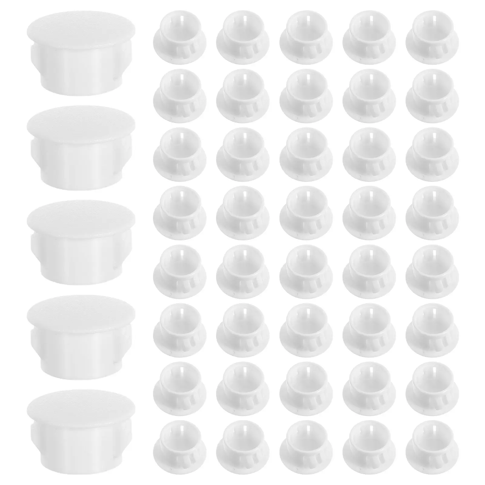 100Pcs Decorative Hole Covers Plastic Hole Plugs Round Flush Snap-in Screw Caps for Furniture Cabinet Panel End Caps White