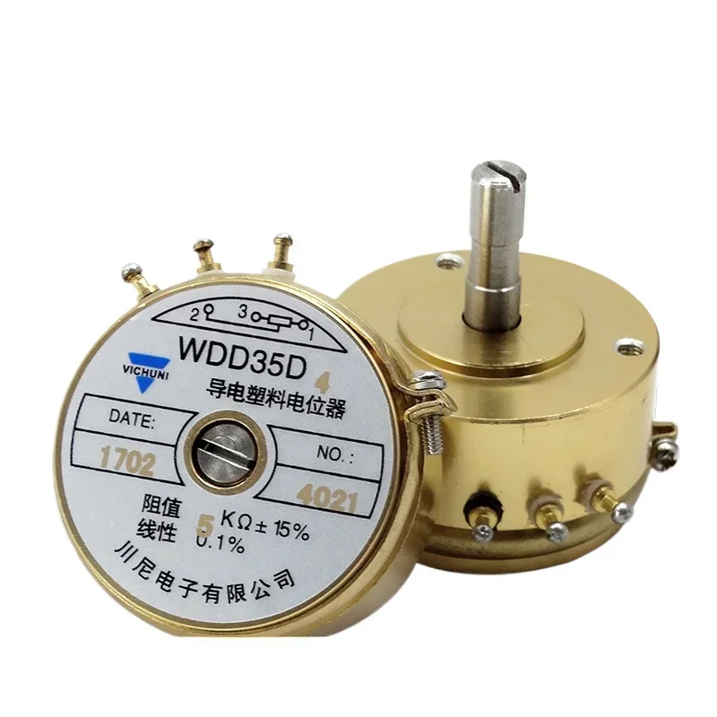 WDD35D-4 Precision Conductive Plastic Potentiometer, Angular Displacement Sensor 1K 2K 5K 10K Linear 0.1%