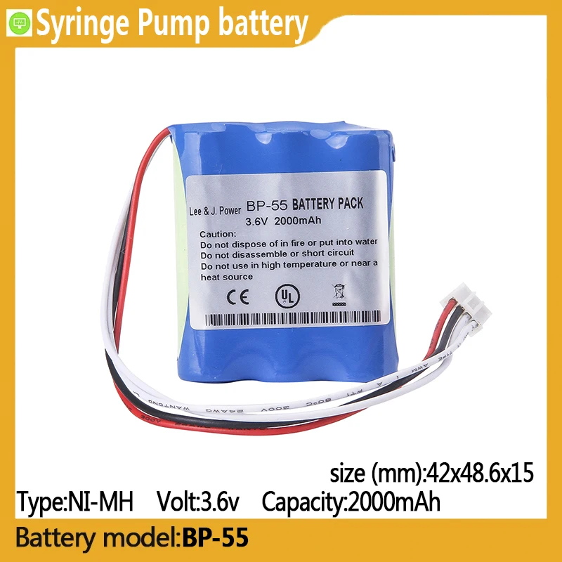 

BP-55 capacity 2000mAh 3.6v NI-MH battery, suitable for BP-55,TOP-5500,TOP-5520,Syringe Pump