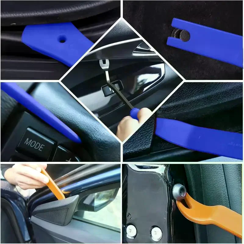 5Pcs No Scratch Plastic Pry Tool Car Trim Removal Tool Kit Interior Door Panel Clip Fastener Removal Set For Vehicle