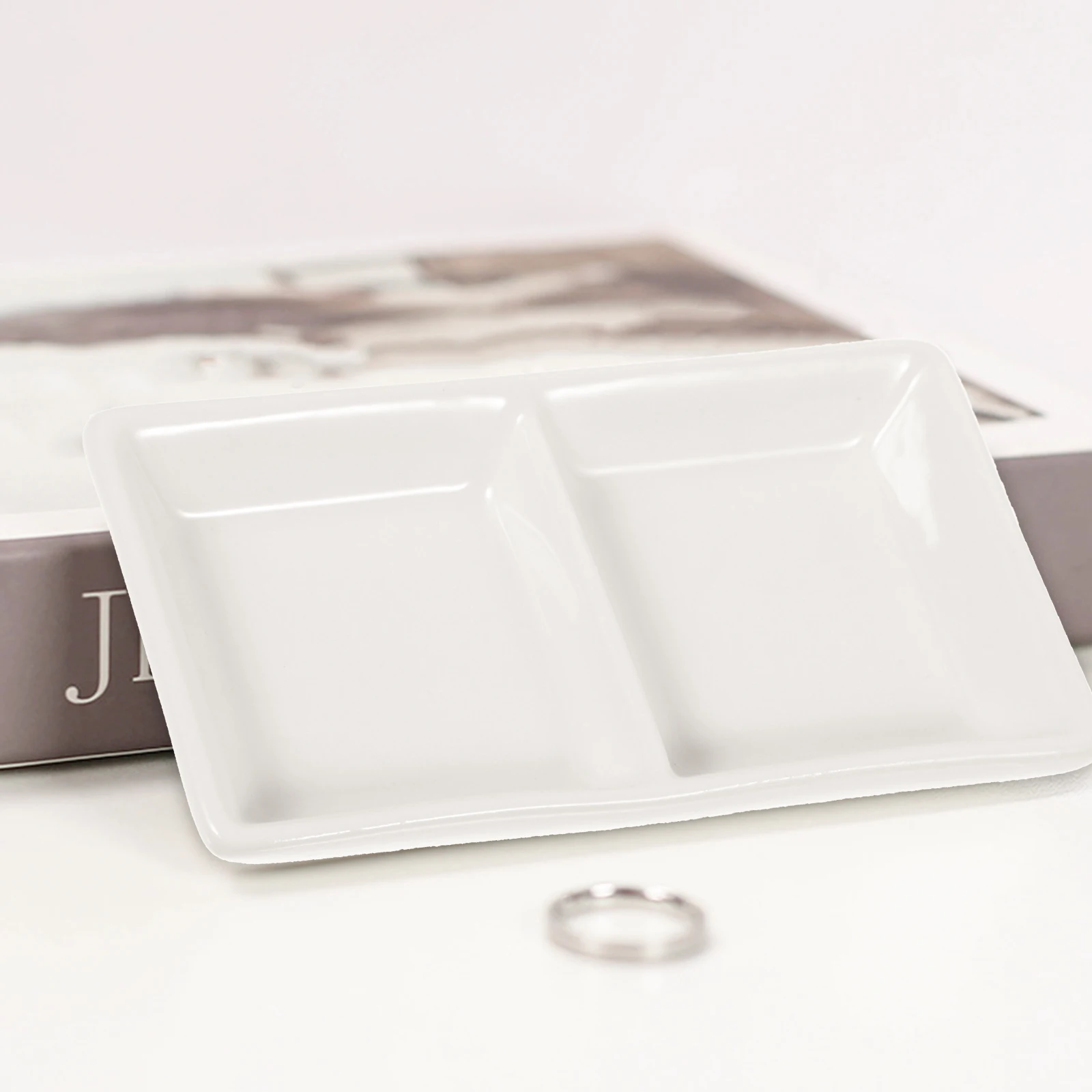 

Necklace Nordic Ceramic Disc Miss Tray Jewelry Plate Dish Ceramics Small White Rectangular