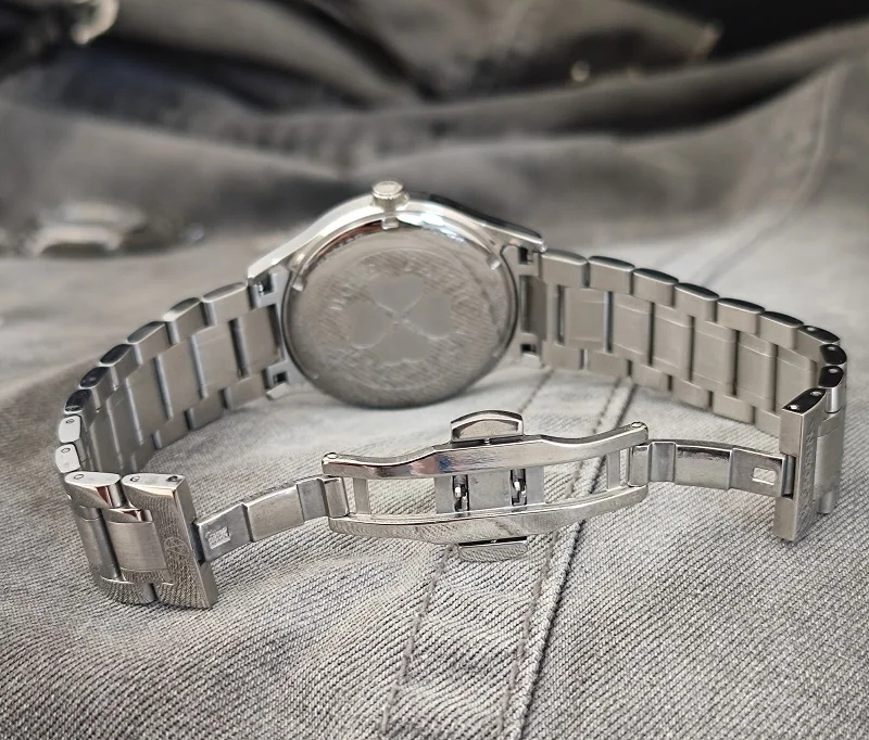 Часы наручные мужские Кварцевые водонепроницаемые, модные деловые металлические, с сапфировым стеклом, с куполом из нержавеющей стали