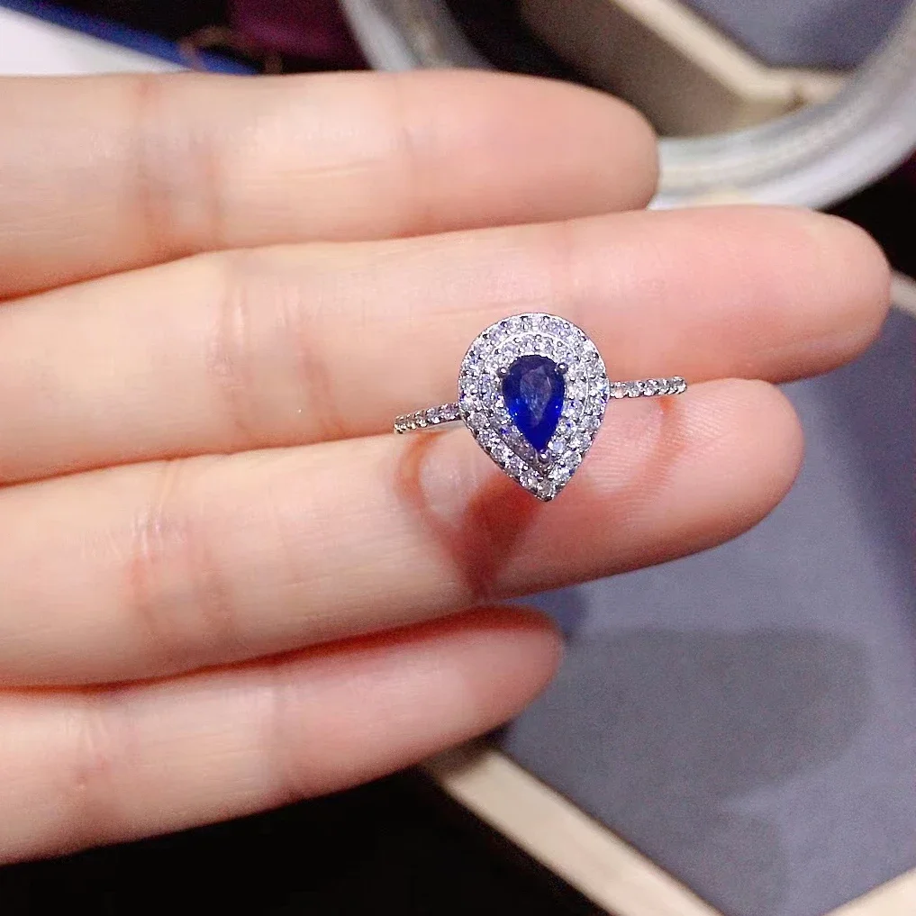 

Classic Sapphire Engagement Ring 0.4ct 4mm*6mm Natural Sapphire Ring for Woman 925 Silver Sapphire Jewelry