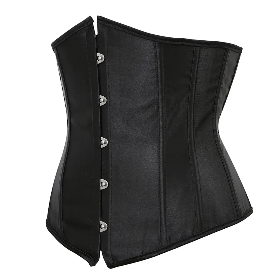 Women\'s Satin Underbust Corset Bustier Sexy Underwear Waist Slimming Body Shaper Corset Top for Women Steampunk Lace-up Corset