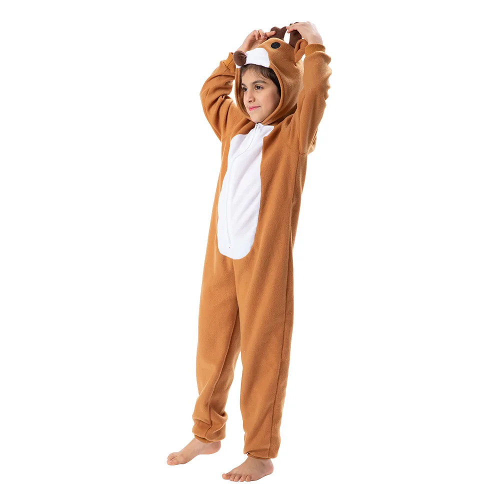 Children Christmas Cute Elk Animal Cosplay Costume Holiday Party Funny Jumpsuit Set Boys Girls School Stage Performance Clothes