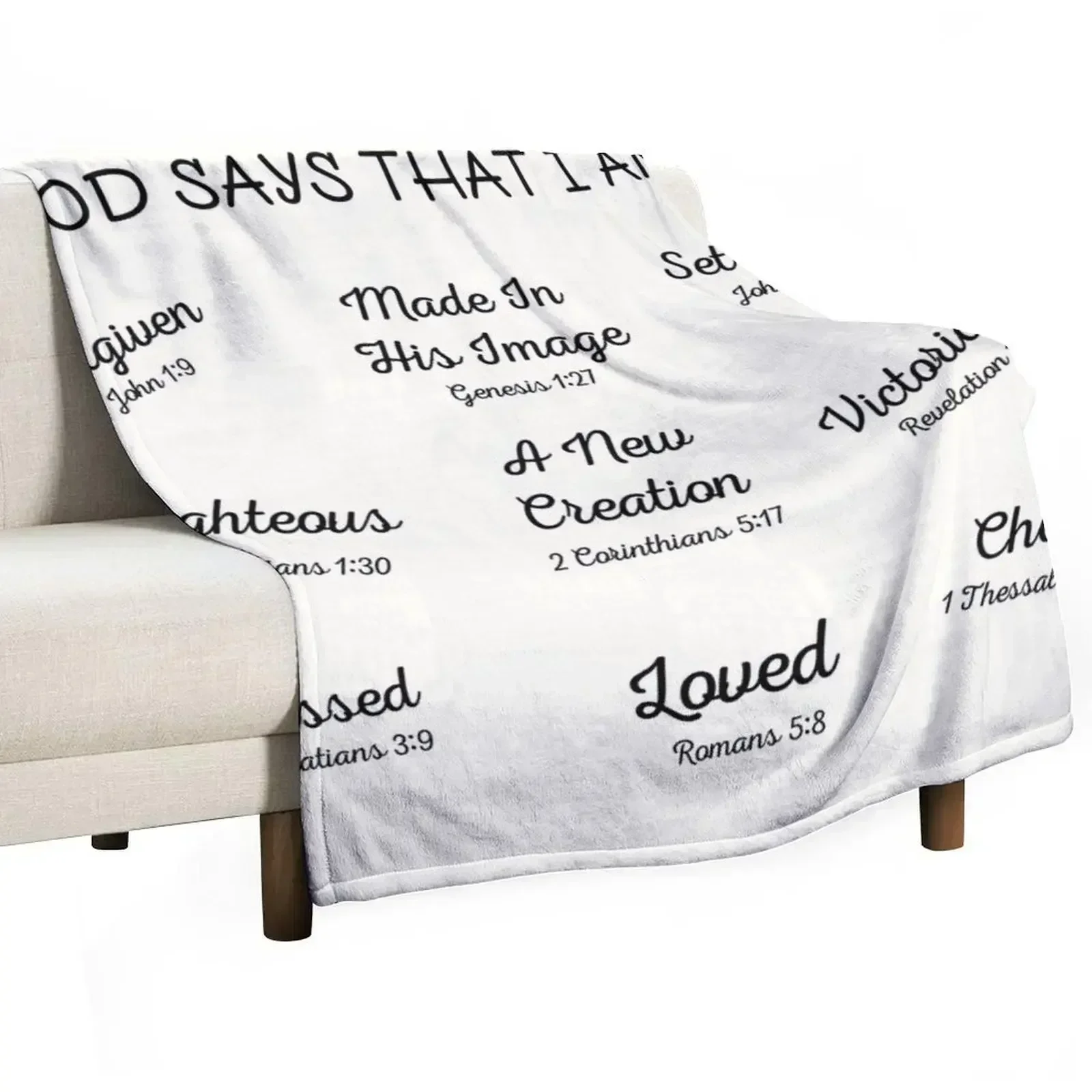 

God Says That I Am Christian Bible Verses Throw Blanket Decorative Sofa Travel Blankets