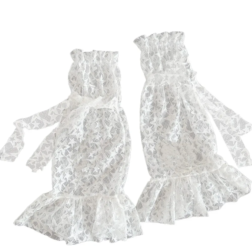 

Lace-up Bow JK Calf Long Socks Mesh Lolita Y2k Loose Stockings Leg Warmers Transparent Mid-tube Stockings Spring Summer