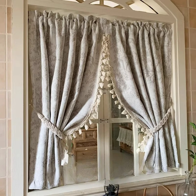

Light Luxury Modern High-grade Cream Wind Jacquard Blackout Curtains Living Room Bedroom Floor-to-ceiling Windows Milk Tea Color