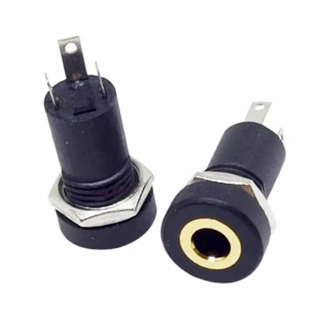 Headphone jack PJ392A PJ391 3.5MM Audio Video Socket Stereo with Nut Internal Thread 3PIN 4PIN Plug with Wire