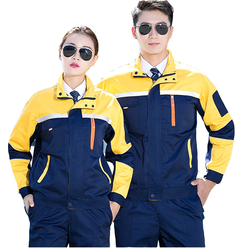 Woman men work overalls working uniforms spring thin section Reflective Coveralls welding car workshop mechanic PlusSize clothes