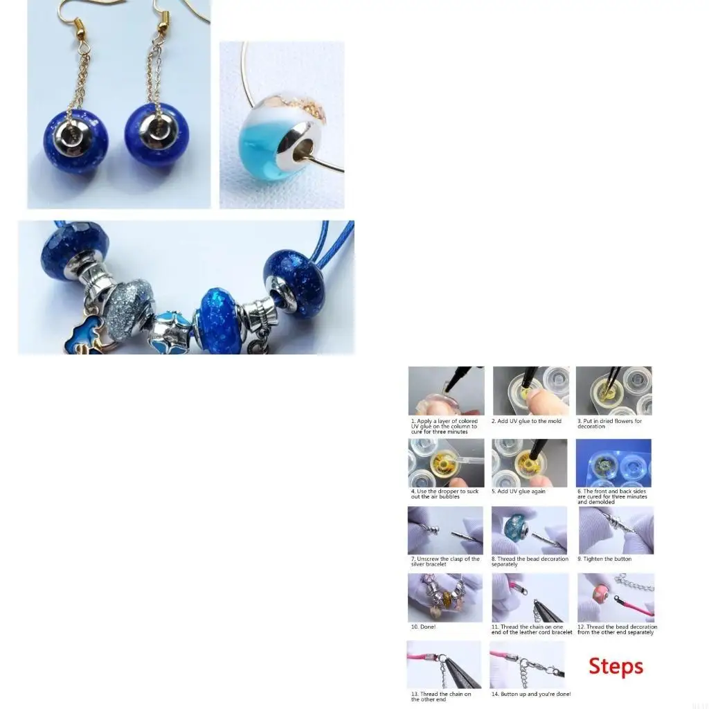 

91AF Diy Crystal Epoxy Mold 6 Grids Ball Earrings Bracelet Mirror Resin Beads Mold