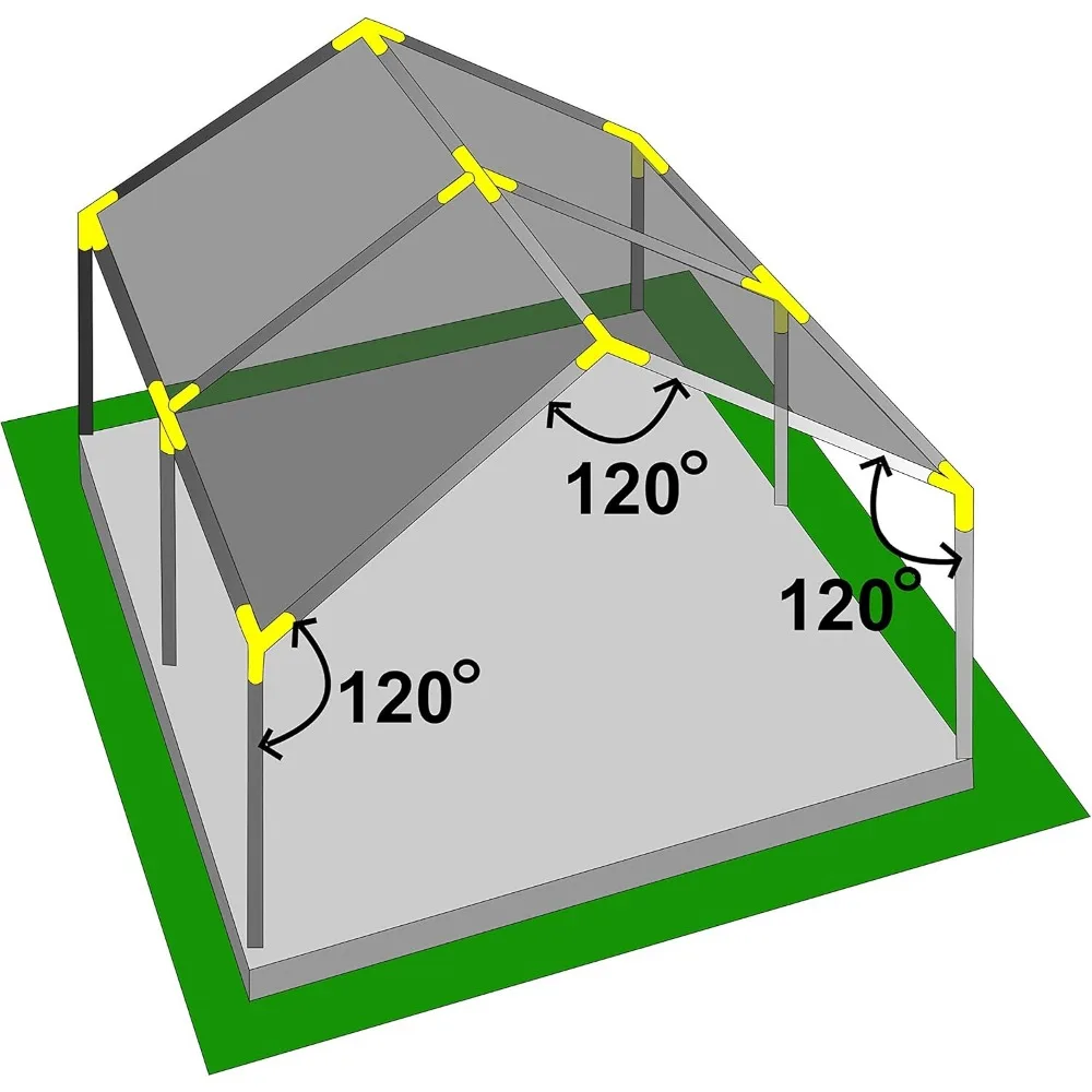 Kit di raccordi per tettoia regolabili in acciaio resistente per carport con telaio ad alto picco, riparo esterno, connettori da 1 3/8 di pollice