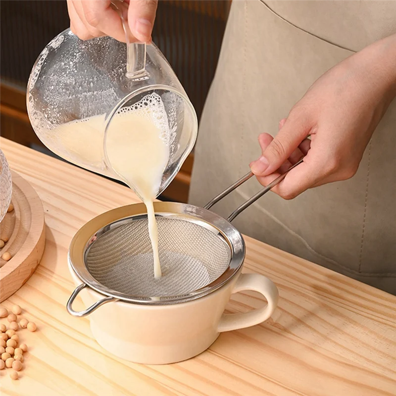 ALIM-3Pcs Stainless Steel Fine Mesh Food Filter For Baking Sifting Flour Sieve Juicing Soybean Baking Kitchen Tool