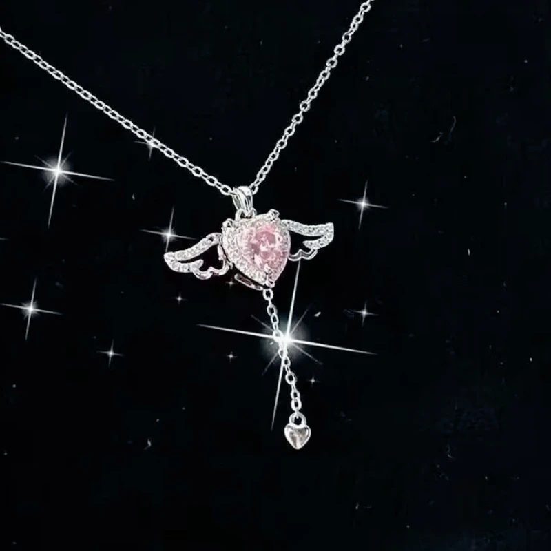 

Cupid's Heart Titanium Steel Necklace, Light Luxury Angel Pendant, Anti-allergy Collarbone Chain for Your Girlfriend