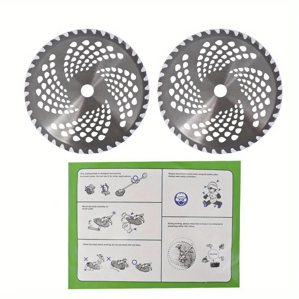 Autoparts 2-Set 10Inch 40T Carbide Tip Brush Blades Replacement for Chainsaw Tooth Steel Brush Cutter