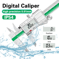 ET54 LCD Stainless Steel Caliper 150mm Fractional/mm/inch 0.01mm Precision Measuring Caliper IP54 Waterproof Electronic Caliper