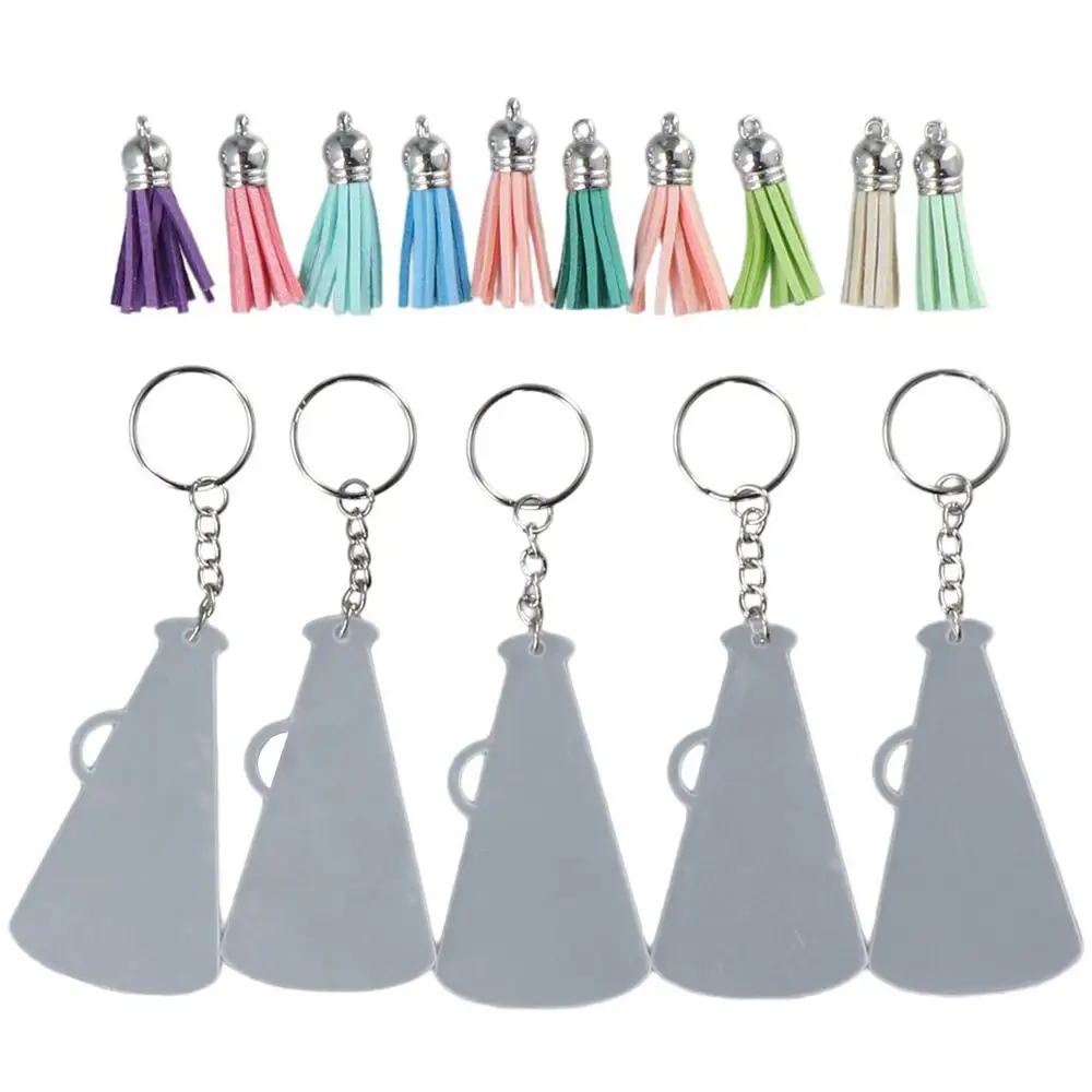 

Graduation Gift Acrylic Acrylic Key Chains Tassel Blank Cheer Megaphone Keychain Ring DIY Crafting Project