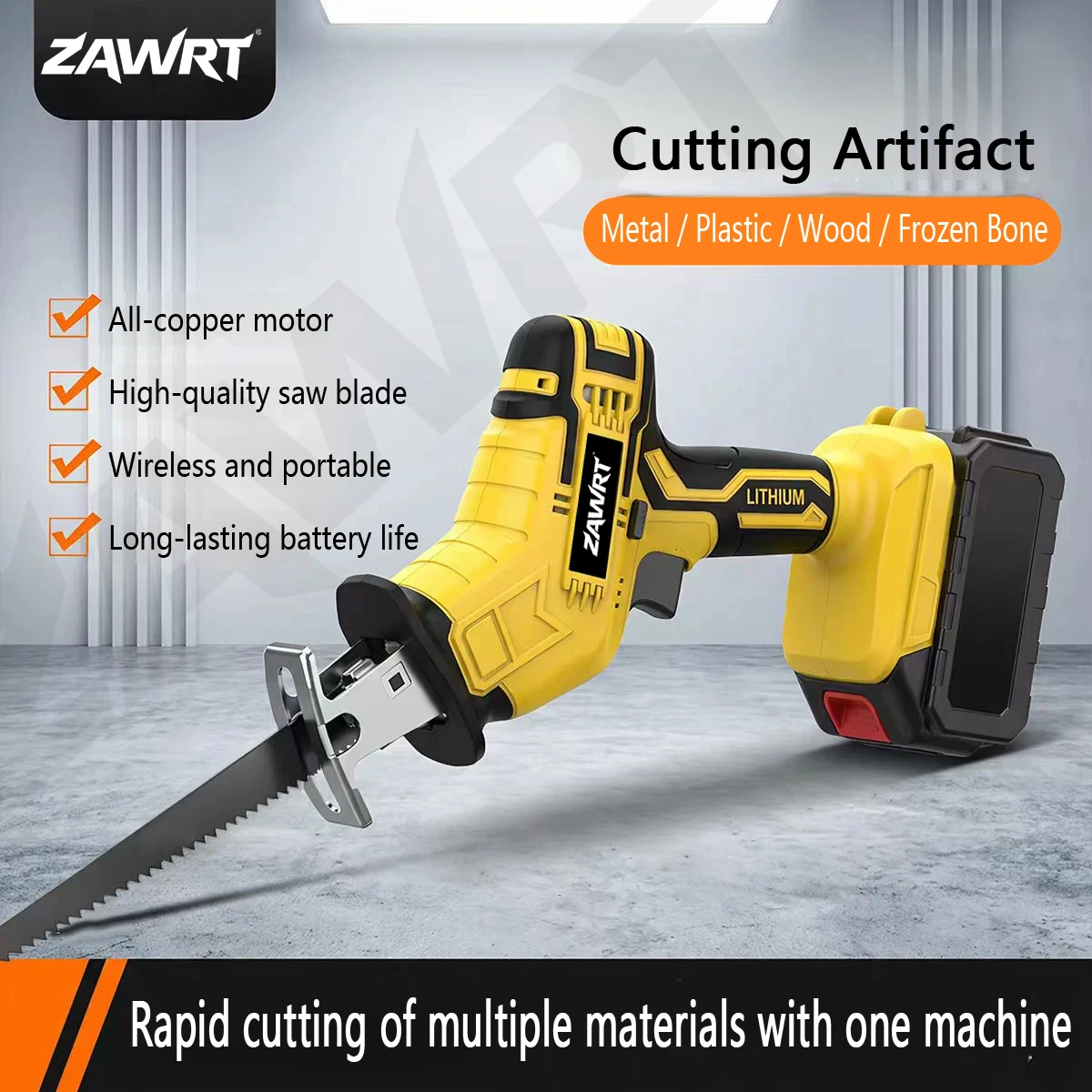Newly Upgraded Electric Reciprocating Saw, Wireless HandSaw with LED Light and Safety Lock, Suitable for Cutting Wood, Metal, PVC and Other Materials, Electric Jigsaw, Optional Batteries, Saw Blades and Toolbox, Discounted Tool Kit, Gift for Men