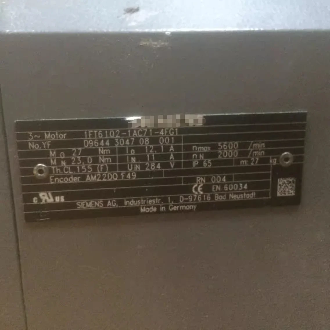

Б/у для серводвигателя Siemens 1FT6102-1AC71-4FG1