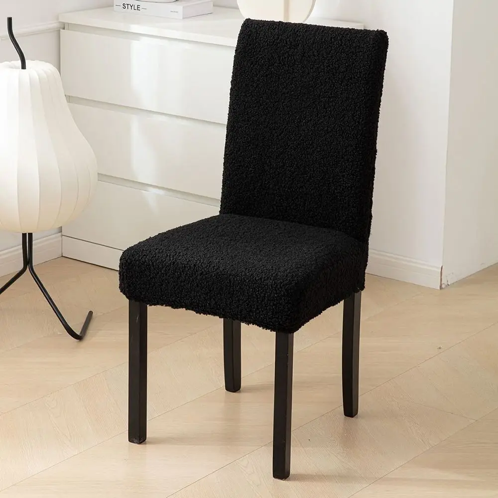 Durable Elastic Stretch Dining Chair Cover Polar Fleece Long Chair Cushion Cover Solid Color Waterproof Chair Protectors Home