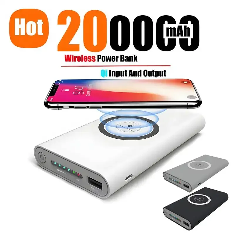 

Portable Ultra Thin Wireless Charger Power Bank 20000mAh 2.1A Fast Charging Powerbank For Samsung iPhone Huawei Xiaomi PowerBank