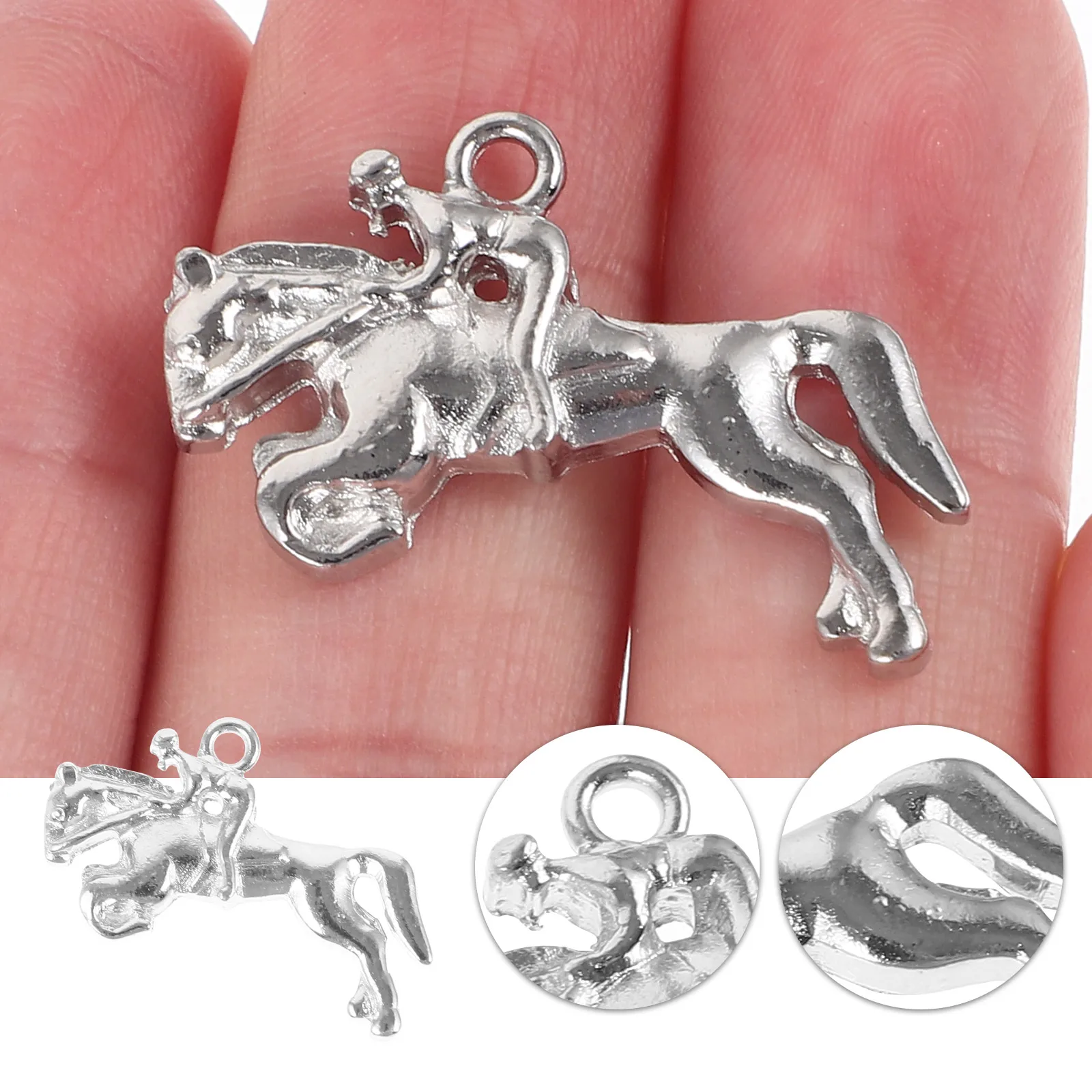 

4Pcs Alloy Horse Pendant Man Riding Jewelry Making Crafting Accent Decoration