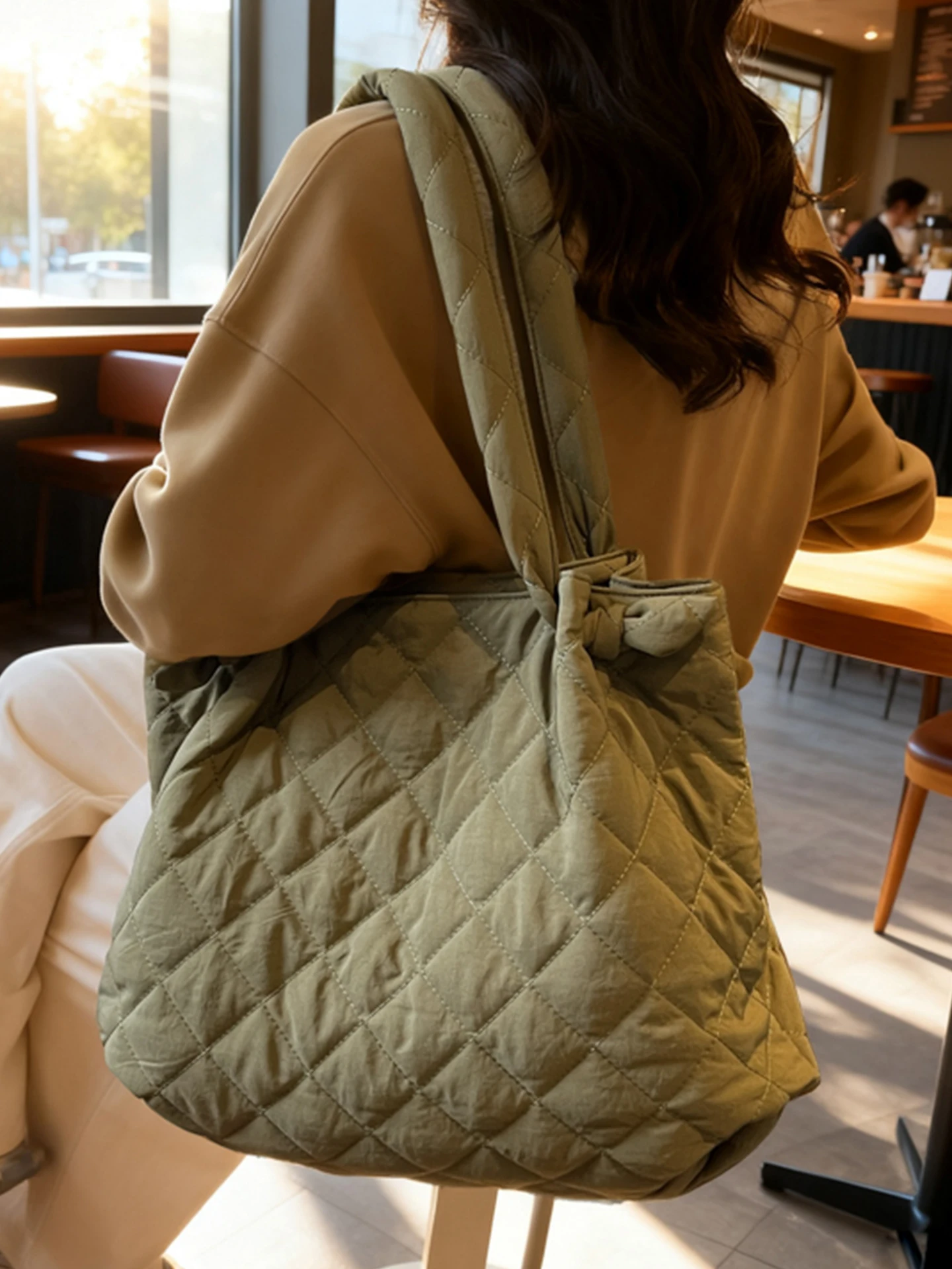 

Вместительная хлопковая повседневная сумка через плечо для женщин, осенне-зимняя сумка-тоут для поездок на работу, с двойными ремнями, на молнии, из мягкого полиэстера