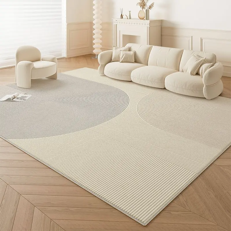 VIKAMA The new cream wind living room carpet is easy to clean and rub waterproof and non-slip bedroom bed rug