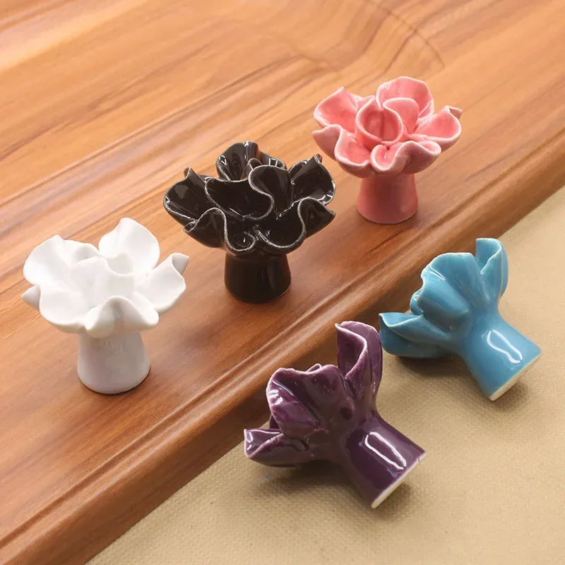 Modern Simple Ceramic Handles Garden Closet Cabinet Drawer Shoe Cabinet Door Comb Single Hole Furniture Accessories