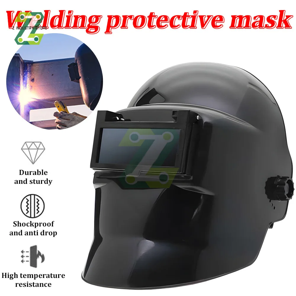 Head-mounted Welding Mask High Strength Pp Anti-spatter Black Transparent Reversible Double Lens For Welding Cutting Worker