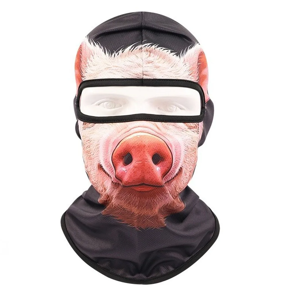 3D Printed Animal Pattern Funny Ski Mask Breathable Eye Hole Full Coverage Balaclava Face Mask Sweat Absorbent Soft
