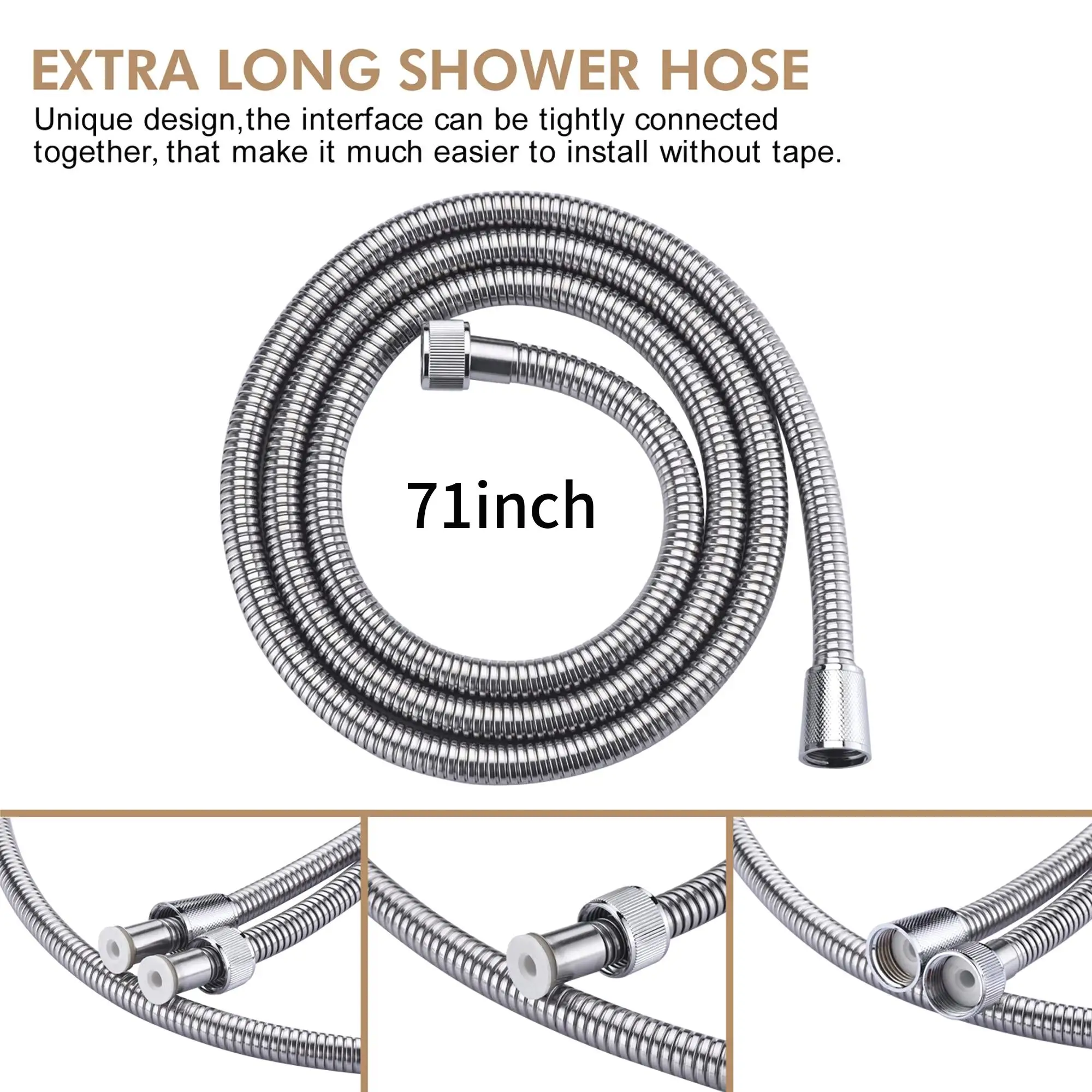 

71-Inch Extra Handheld Shower Hose Extension - Replacement for Easy Installation, Weekend Shipping Unavailable