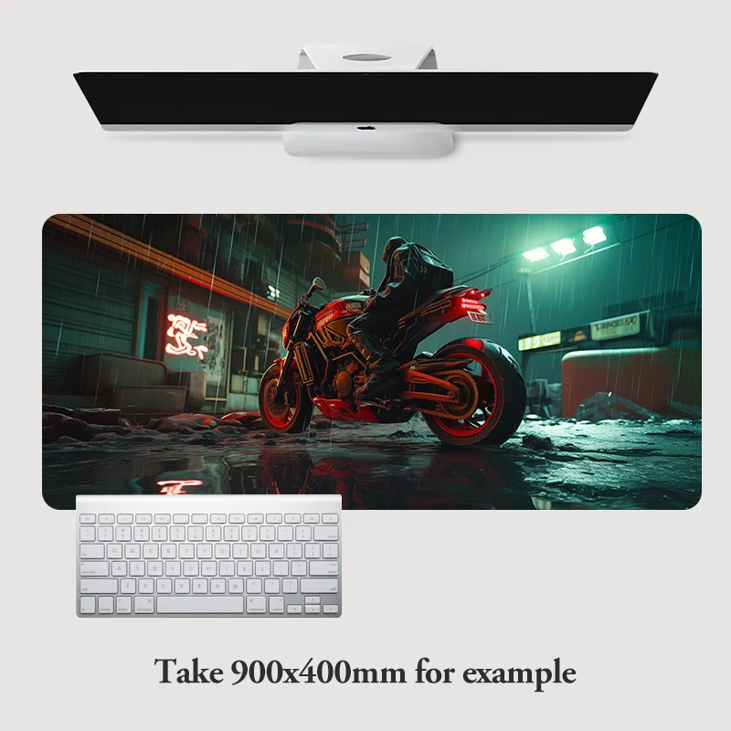 Imagem -06 - Surrealismo Neoprene Rubber Mouse Pad com Top Fabric Cyberpunk Game Mat Cobertura de Mesa Tamanho Grande 900x400 mm 800x300 mm 800x300 mm