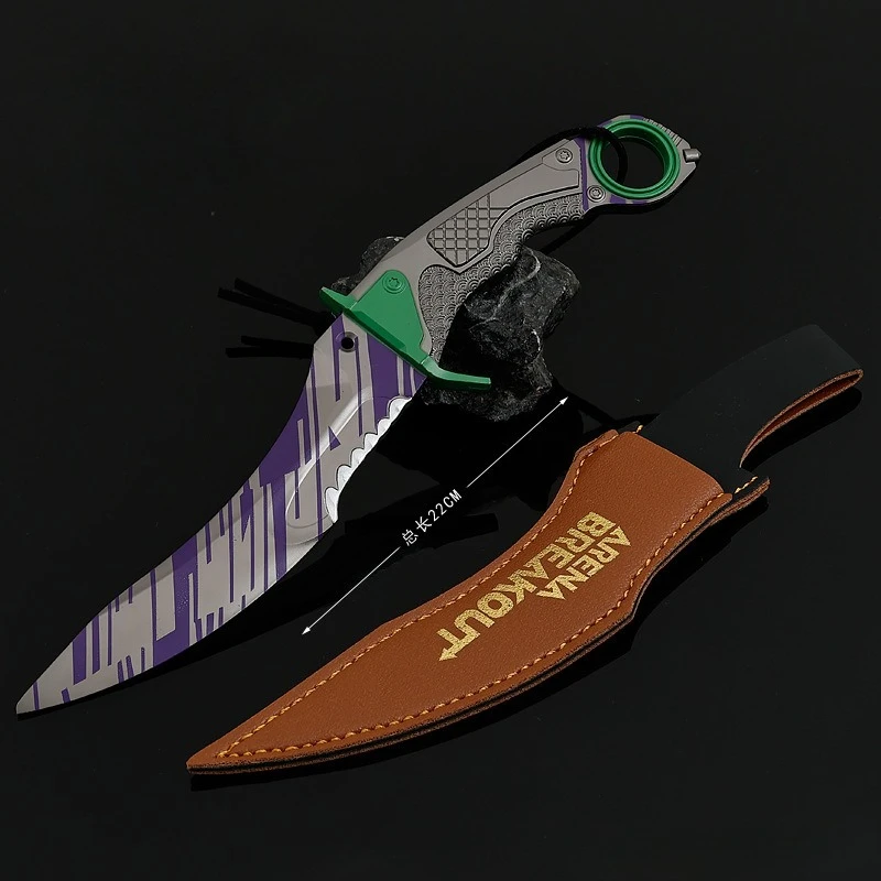 22 سنتيمتر/8.66in ساحة اندلاع لعبة الأجهزة الطرفية هجوم سريع منحني سكين أغطية جلد الحرف المعدنية لعبة نماذج الحلي الصبي هدية #6