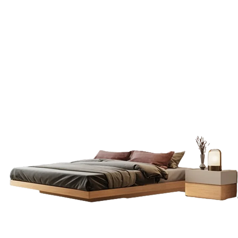 Minimalist Tatami Double Bed Floor Floor Suspended Master Double Bed Wood Frame Camas Moderrnas Inteligentes Bedroom Furniture