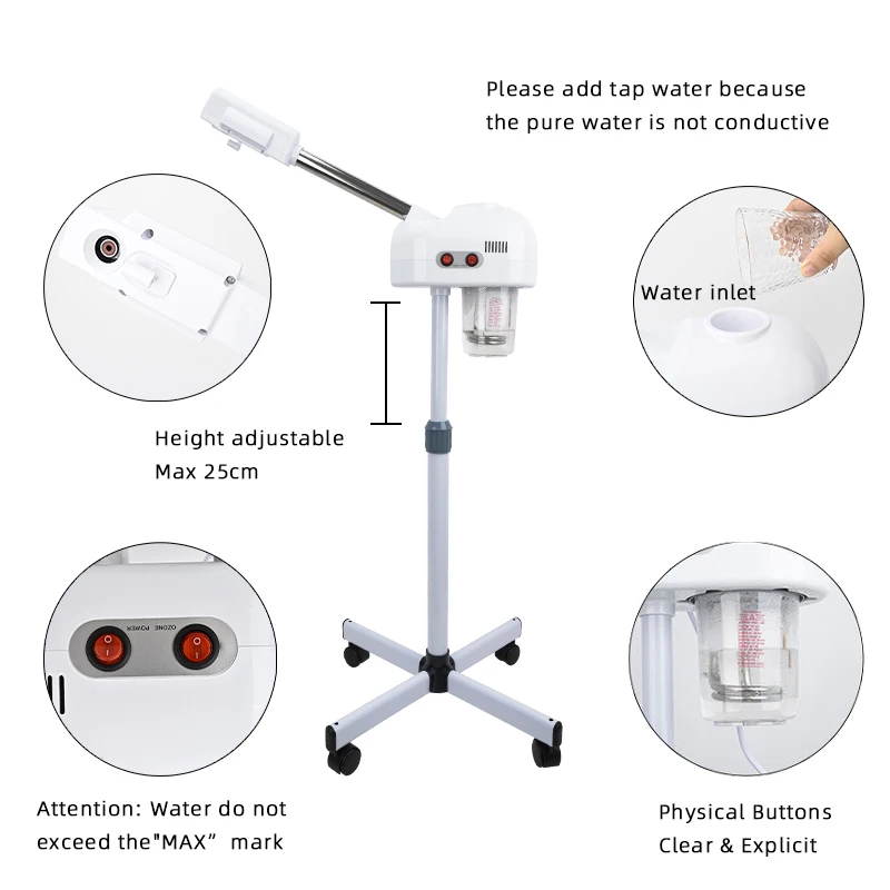 

Паровая ванночка для лица с озоном и теплым паром для глубокой очистки кожи, увлажнитель-спрей для отбеливания, для салонов и домашнего использования