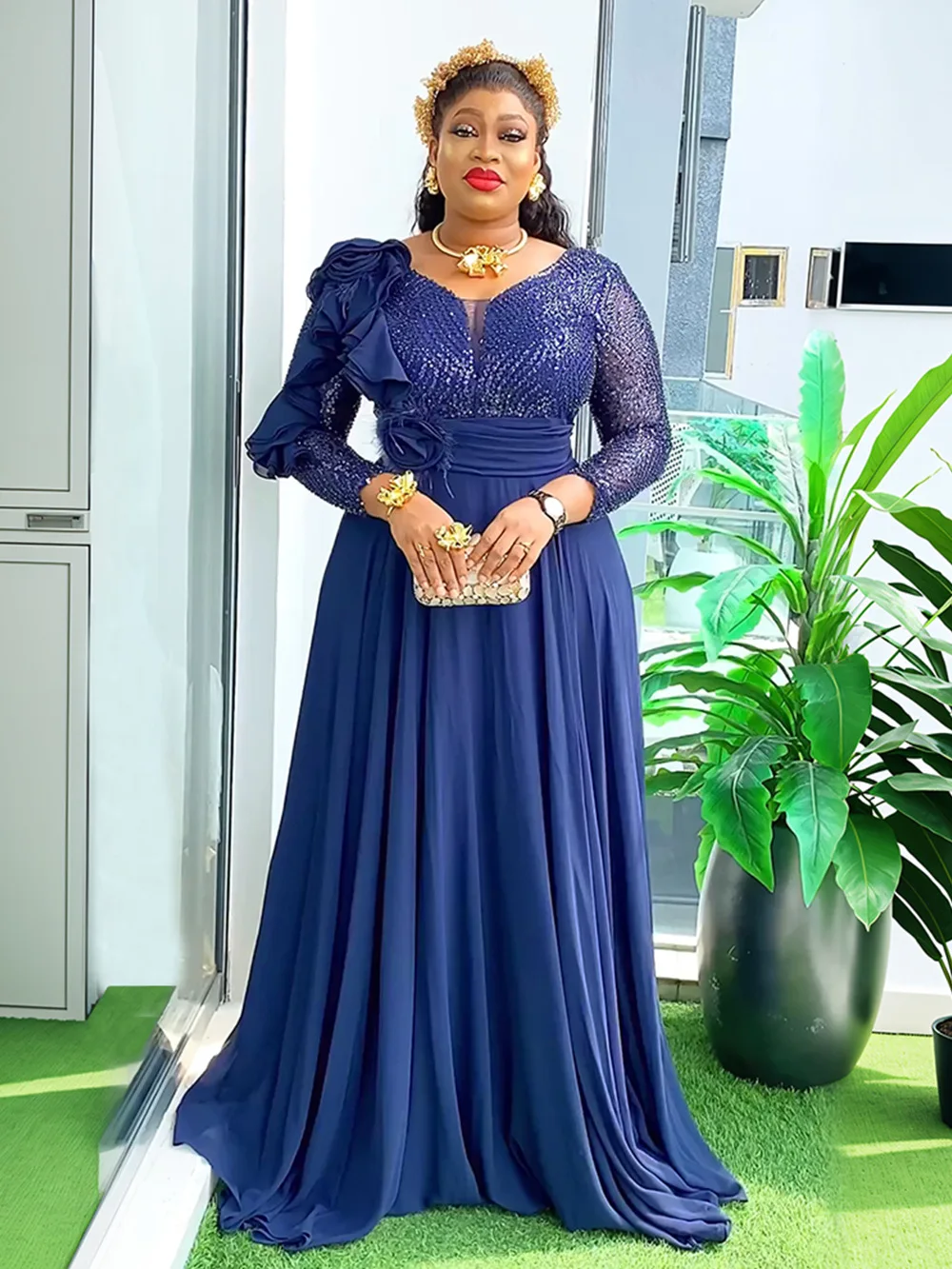 Plus Size African Wedding Party Dresses for Women 2025 Dashiki Ankara Evening Gown Elegant Christmas