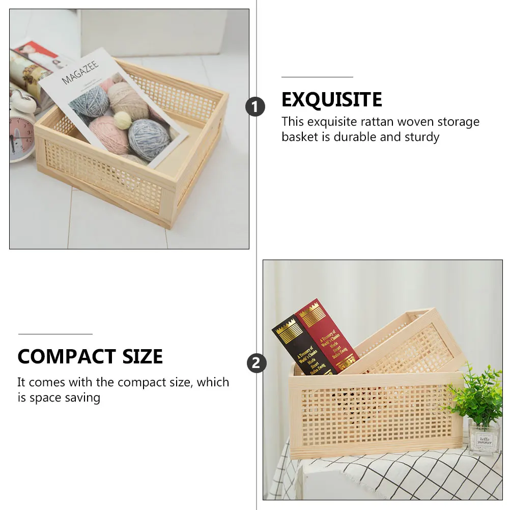 

1pc Woven Storage Container Sturdy Home Office Organizer Compact Size Sundries Basket Makeup Holder Fruits Tools Diy